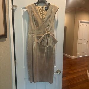 Black Halo Shimmering Gold Midi Dress